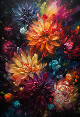 Fototapeta premium colorful flowers painted on the canva