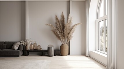 Scandi Home Background. Contemporary Interior Design. Generative AI.