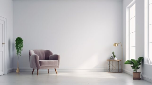 Modern Living Room. Stylish Interior Design Background. Generative AI.