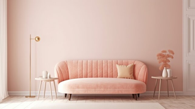 Modern Living Room Background. Stylish Interior Design. Generative AI.