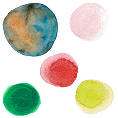 Abstract watercolor colorful circle isolated. Colorful hand drawn organic round blot painting – Element Illustration