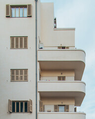 Tel Aviv, Israel - April 16, 2022: Bauhaus style building in Tel Aviv