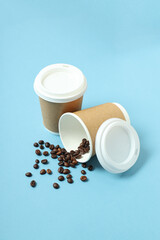 Blank paper cups, composition for delivery and take away concept