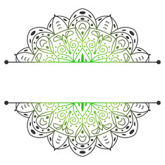 Mandala. Split pattern in form of mandala for Henna Mehndi or tattoo decoration. Decorative ornament in ethnic oriental style, vector illustration.	