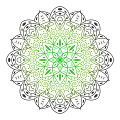 Mandala. Circular pattern in form of mandala for Henna Mehndi or tattoo decoration. Decorative ornament in ethnic oriental style, vector illustration. Coloring book page.	
