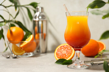 Orange cocktail, concept of fresh delicious summer citrus cocktail