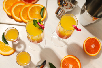 Orange cocktail, concept of fresh delicious summer citrus cocktail