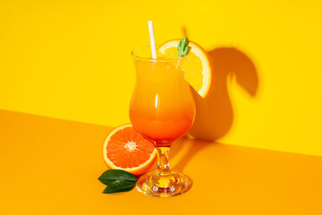 Orange cocktail, concept of fresh delicious summer citrus cocktail