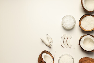 Obraz na płótnie Canvas Product for beauty procedures, skin and body care - coconut oil