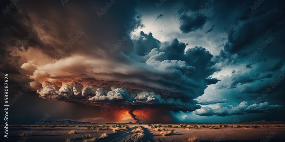Poster dramatic clouds in the background generative ai