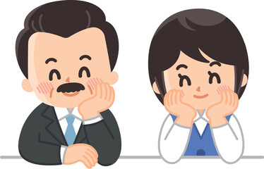 頬杖をついて寛ぐビジネスパーソン　リラックス