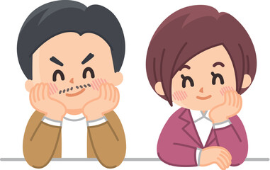 頬杖をついて寛ぐビジネスパーソン　リラックス