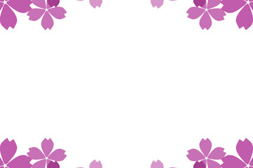 Fototapeta na wymiar ピンク色の花びらの模様のフレーム素材(透過)