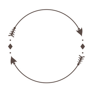 Circle frame and cross arrows hipster arrows in boho style tribal arrows