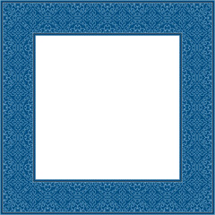 Vintage botanic garden square frame blue spiral vine flower