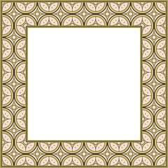 Vintage botanic garden square frame round curve cross line flower kaleidoscope