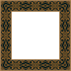 Obraz premium Vintage botanic garden square frame aboriginal brown geometry cross kaleidoscope
