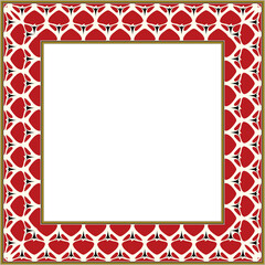 Vintage botanic garden square frame red curve geometry kaleidoscope