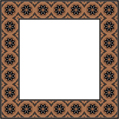 Vintage botanic garden square frame curve cross dot line flower