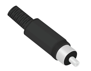 Black rca plug cable. vector illustration