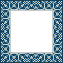 Vintage botanic garden square frame geometry mosaic pixel cross flower kaleidoscope