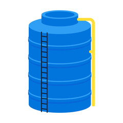 Vector illustration. Plastic barrels for water. Blue watet tank. isolated.