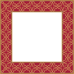 Vintage botanic garden square frame golden curve cross flower line