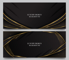 set luxury elegant black and gold line horizontal background design vector. luxury elegant theme. for banner ads, web, poster