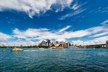 Obraz na płótnie Canvas Cityscape of Sydney, Australia with Opera House and Harbour Bridge