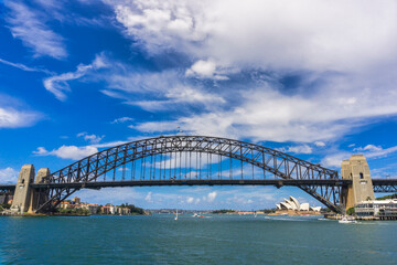 Fototapeta na wymiar Cityscape of Sydney, Australia with Opera House and Harbour Bridge