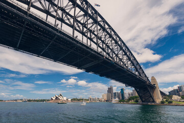 Fototapeta premium Cityscape of Sydney, Australia with Opera House and Harbour Bridge