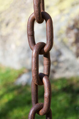 close up of old rusty chain