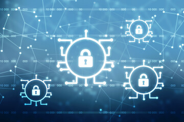 2d illustration Safety concept: Closed Padlock on digital background