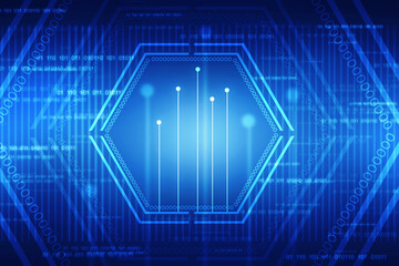 2d illustration Abstract futuristic electronic circuit technology background