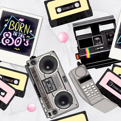 Born In The 90's Pattern Background Hand Drawn Illustration