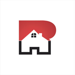 letter R logo with real estate design abstract icon