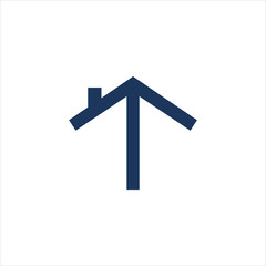 letter T with roof home or arrow logo combination design