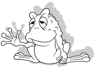 Drawing of a Sitting Sleepy Frog