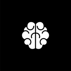 Brain icon isolated on black background
