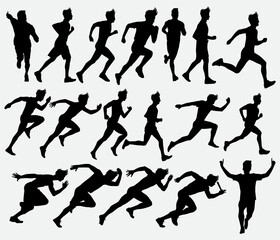 Running Man Silhouette Vector Illustration, The clean and simple design makes it easy to use in a variety of projects, from sports-themed designs to health and fitness promotions