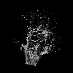 Stock image of water splash: High resolution water splashes isolated on black background. Royalty high-quality free stock photo image of water splash with bubbles of air on the black background