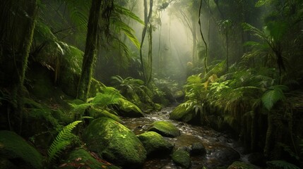 Rainforest waterfall and creek