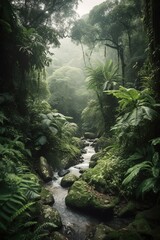 Obraz premium Rainforest waterfall and creek