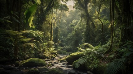 Rainforest waterfall and creek