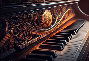 Fototapeta na wymiar Keyboard of a grand piano. Created with generative AI technology