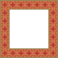 Vintage botanic garden square frame curve cross golden geometry line