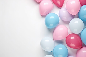 Fototapeta na wymiar Pink and Blue Balloon Background for a Gender Reveal party announcement created with Generative AI technology