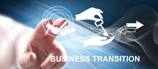 Woman touching a business transition concept