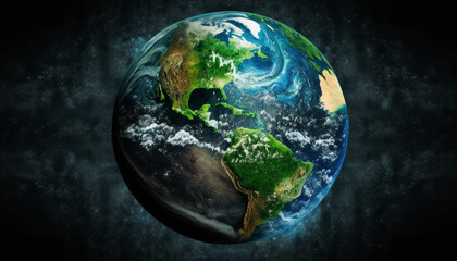 Green Planet Earth view with a clean background, Earth Day concept illustration