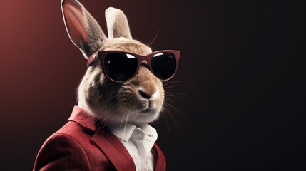elegant corporate rabbit in jacket and glasses , generative ai